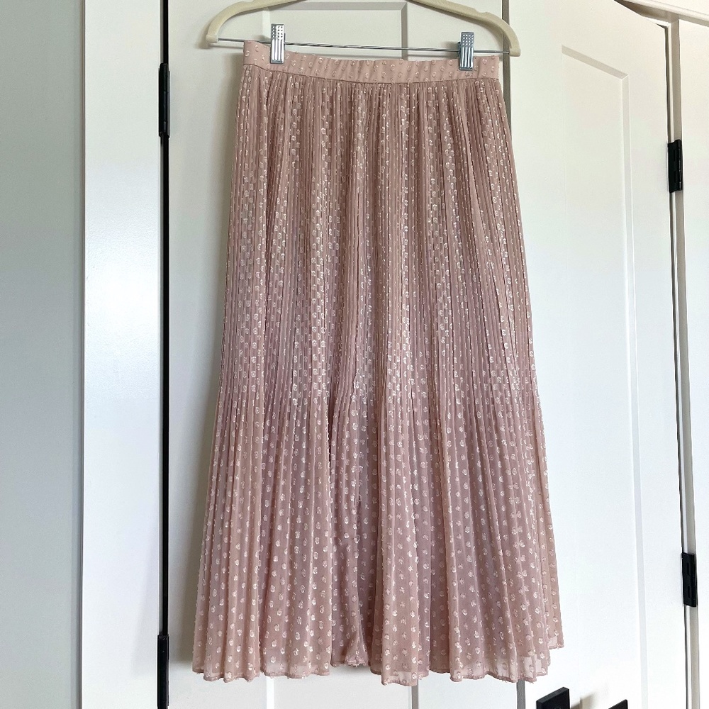 Blush Pleated Midi Skirt-Small